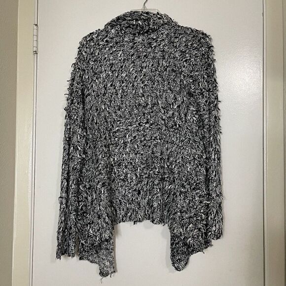 Forever 21 Black white crochet loop knit sweater open front cardigan small - Picture 5 of 5